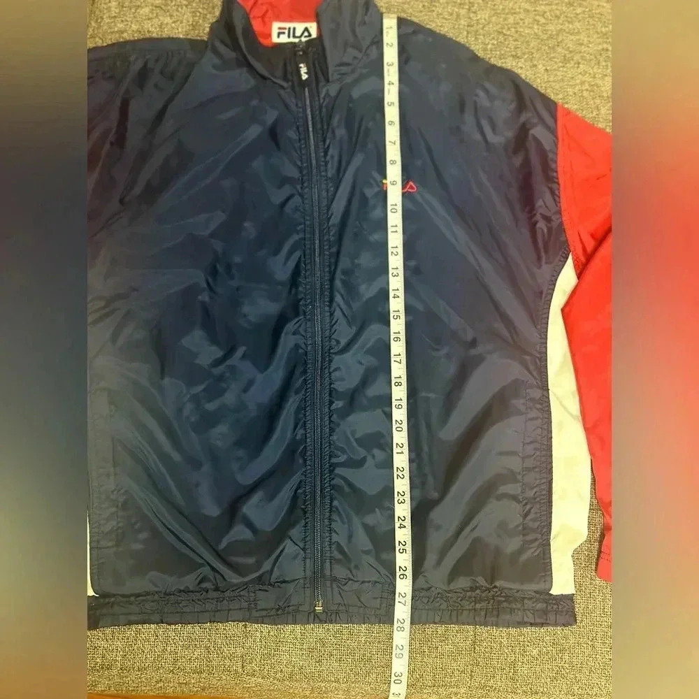 FILA 90s Vintage Colorblock Windbreaker Zip Up Navy Men’s XL - Picture 4 of 6
